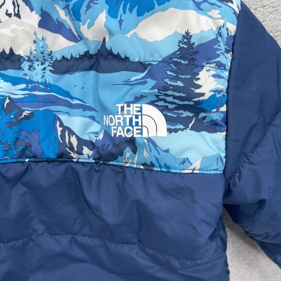 The North Face Reversible Mount Chimbo Jacket Baby 6-12 M Blue Sherpa Full Zip - Picture 13 of 16